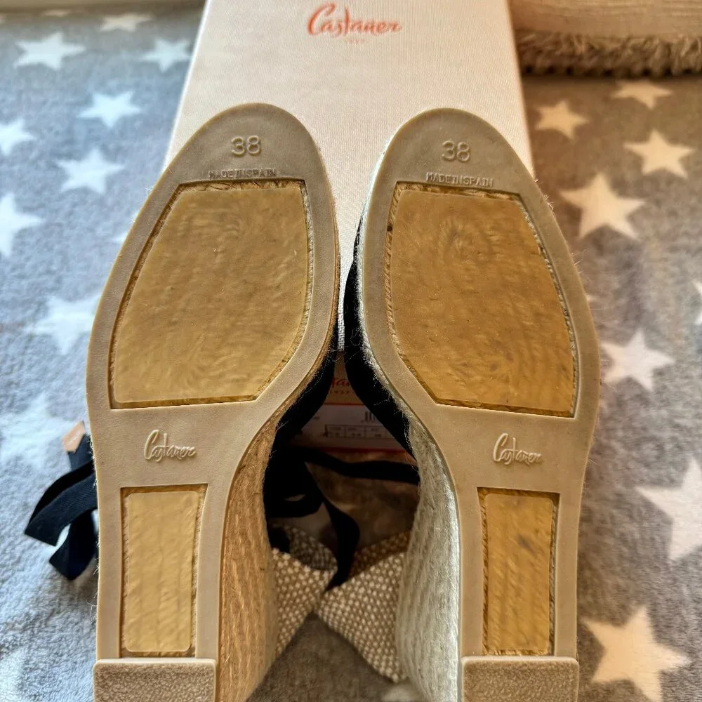 Castaner Carina Espadrille Wedges - Black - 38 - New with Box